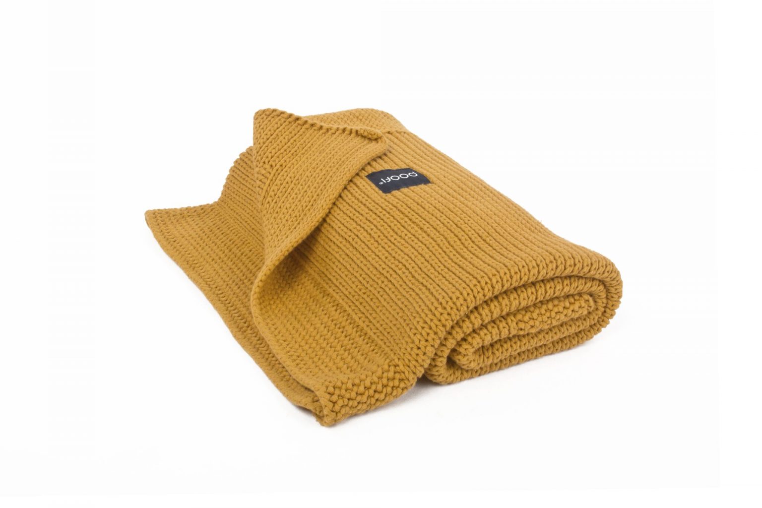 Pletena bavlnena deka pro miminka POOFI ve medove horcicove barve 90 x 75 cm